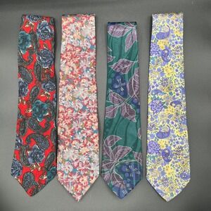 Set of 4 Floral Mens Neck Ties String Beans Andhurts Embassy Square Linea Moda